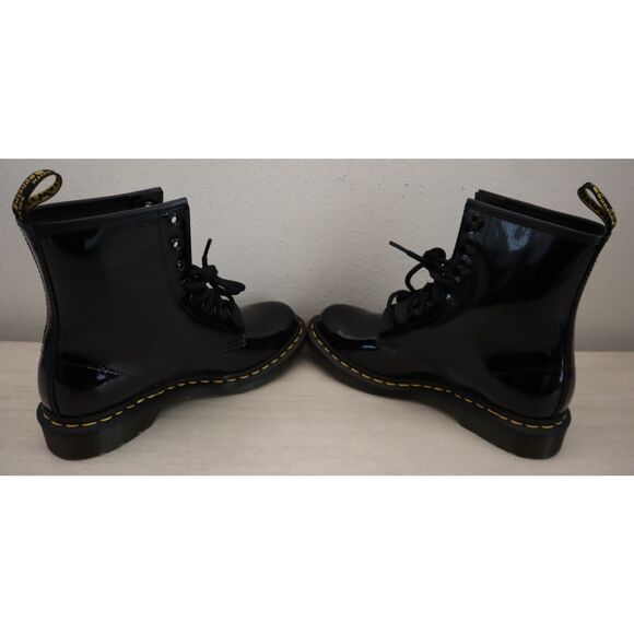 Dr Martens 11821 Women Sz 8 Black Patent Leather 1460 Lace-Up Combat Boots - Picture 13 of 15